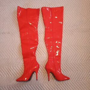 Seduce 3010 RED Patent leather Thigh High Boots Sz 8